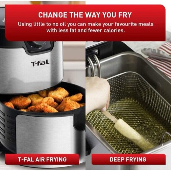 T-Fal Healthy Air Fryer Easy Fry Prestige 4.2L XL, Low Oil, Silver w Basket New - Picture 4 of 6